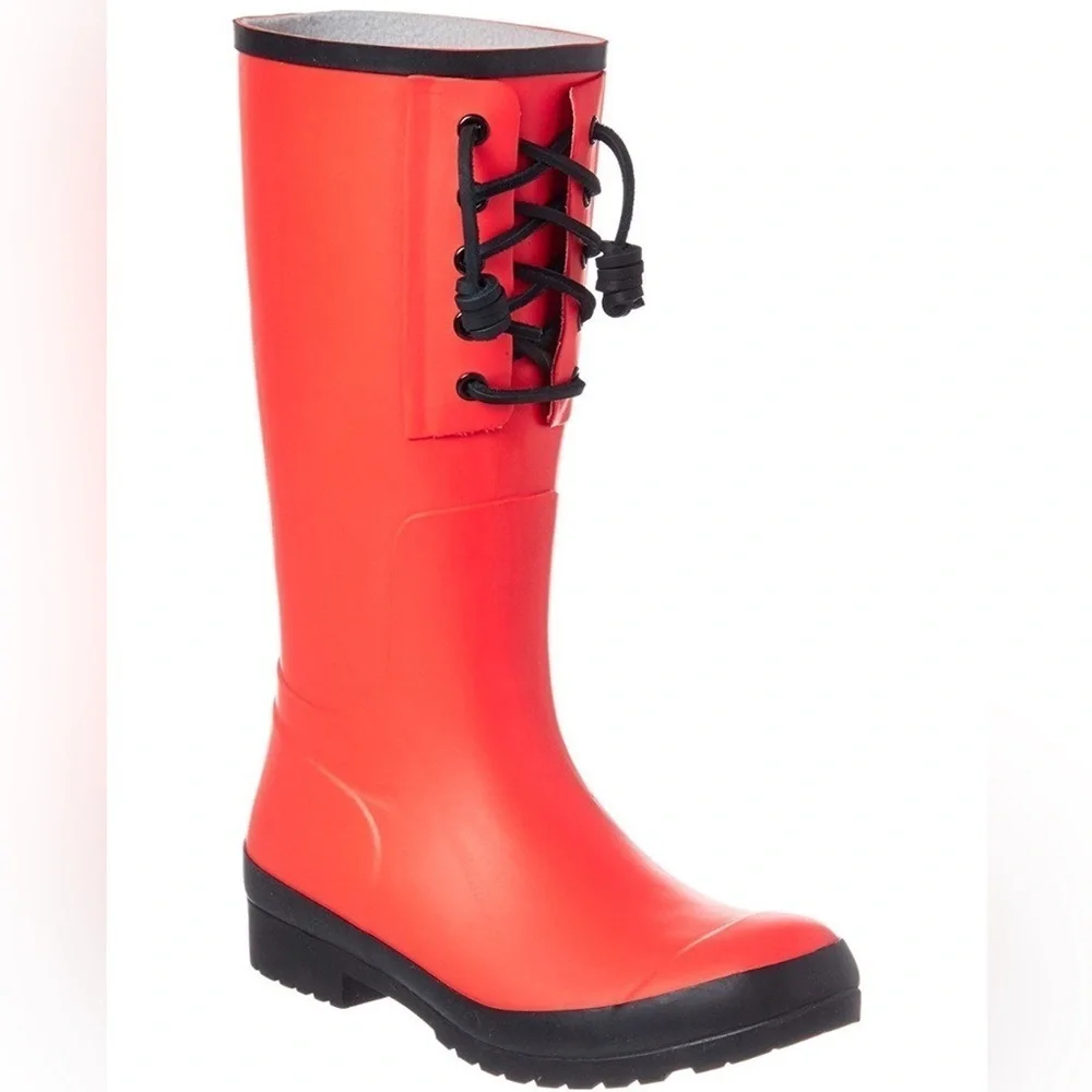 Sperry Walker Spray Rain Boots size 9 red and black
